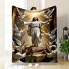 Jesus Angels Followers Blanket Printed Blanket for Living Room Bed Couch Lunch Break Soft Cozy Blanket for Friend's Festival Gift