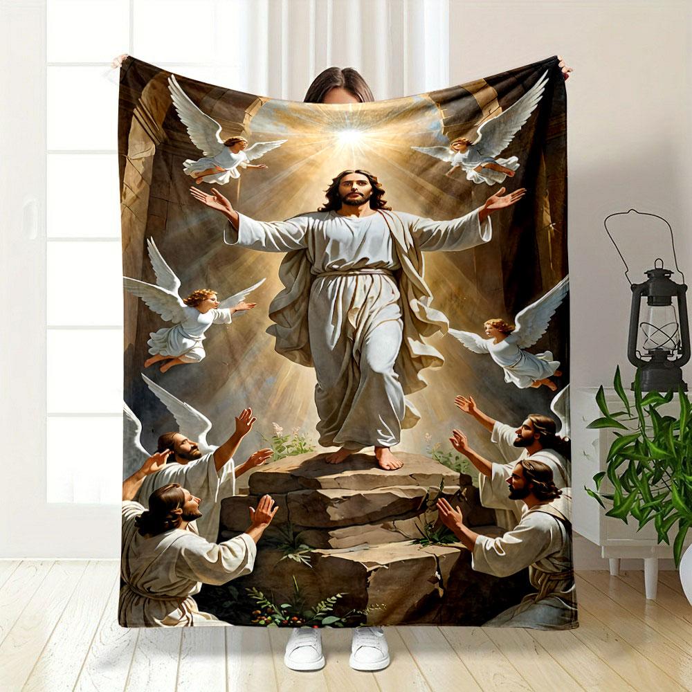 Jesus Angels Followers Blanket Printed Blanket for Living Room Bed Couch lunch break Soft Cozy Blanket for Friend's festival Gift