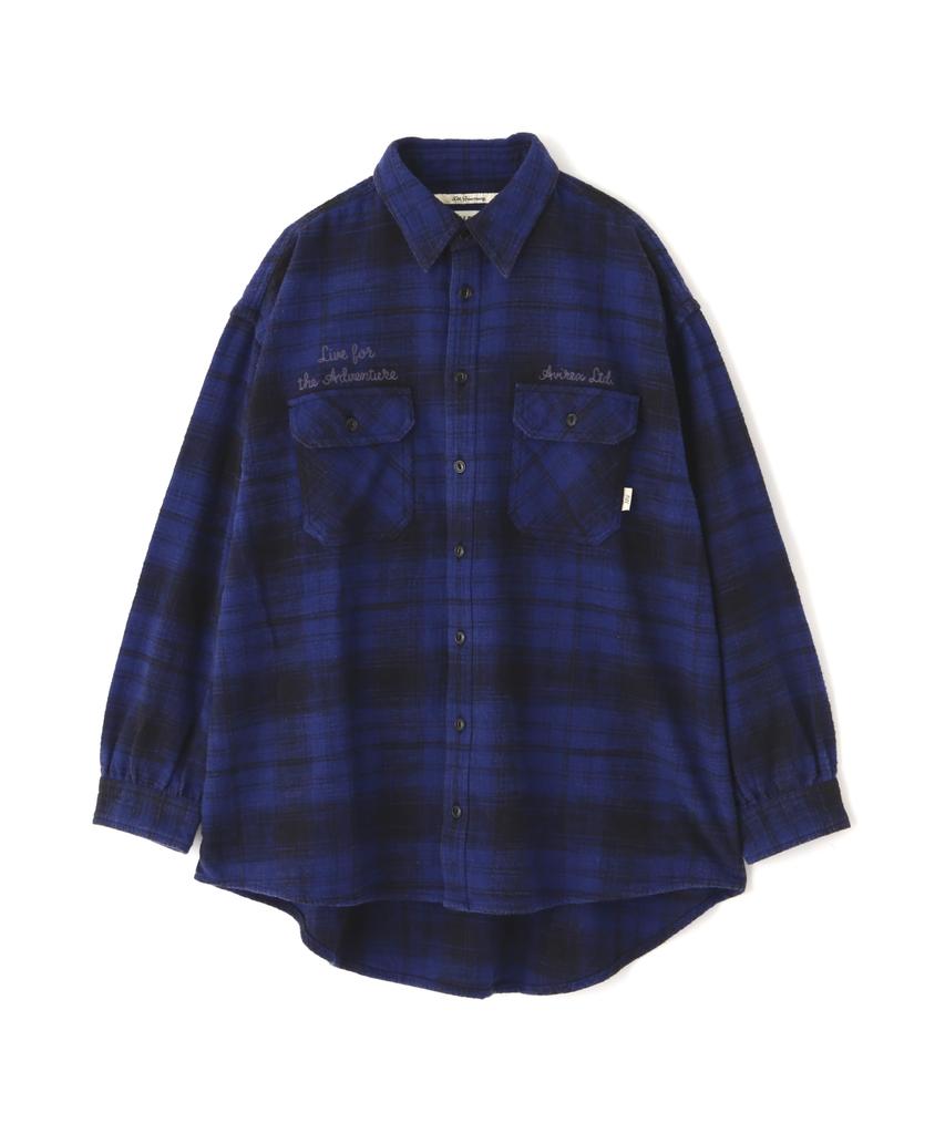 AVIREX EMBROIDERY CHECK SHIRT navy