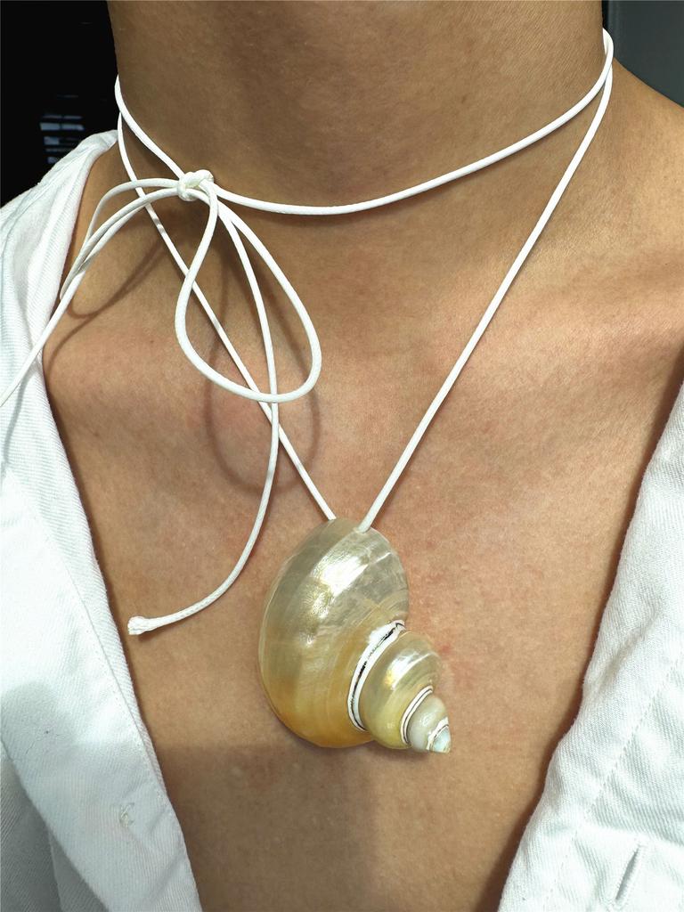 Overdreven Natuurlijke Schelp Sleutelbeen Ketting Bedel Ketting Touw Ketting Y2K Zomer Strand Vakantie Bedels Sieraden Voor Vrouwen