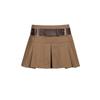 Vintage Pleated Skirt Women's Kawaii A-line High Waist Sashes Mini Skirts Korean Fashion Casual Harajuku Streetwear 2024 Spring