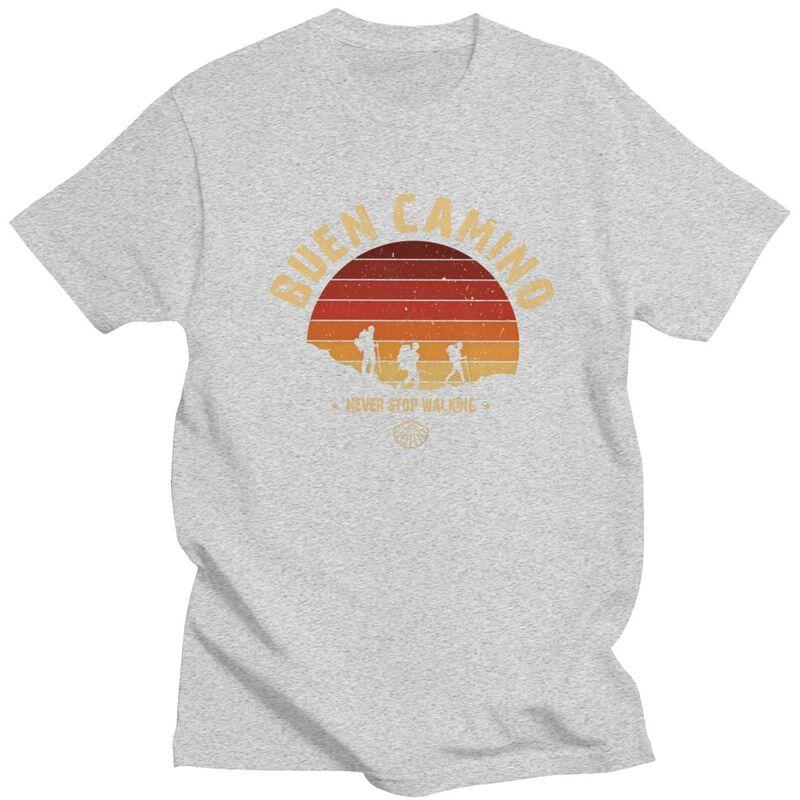 Custom Trendy Buen Camino De Santiago T Shirt Men Short Sleeve Pure Cotton Tshirt Tee Tops Fashion Tshirts