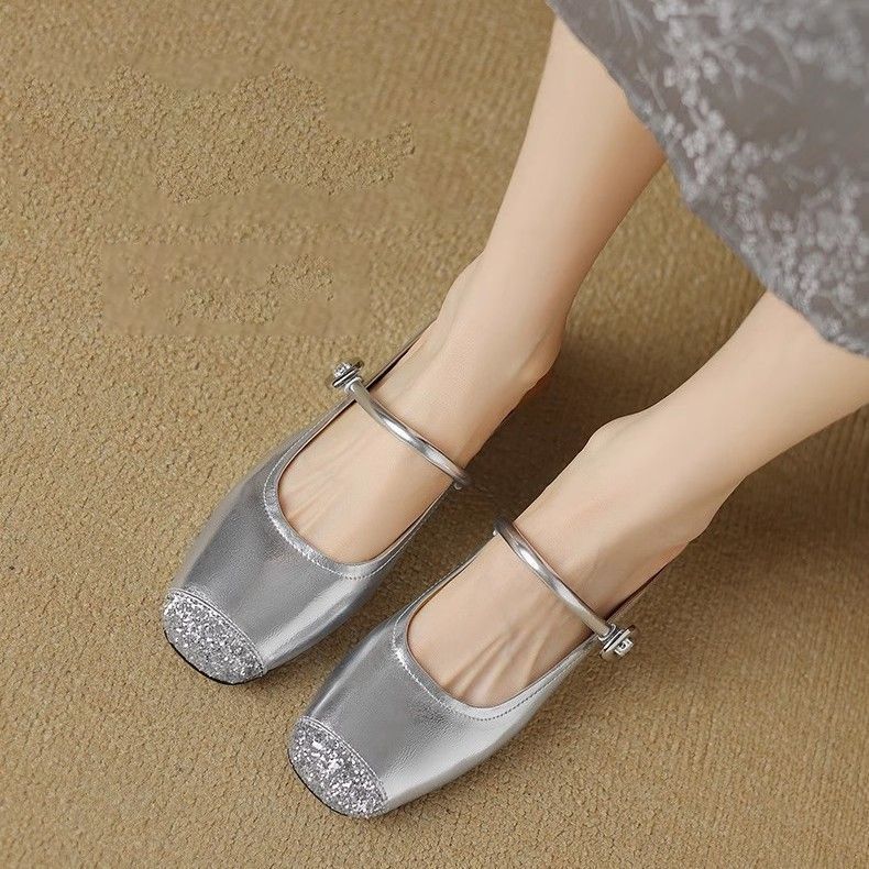 Wear silver French one-pedal single shoes 2025 new inner height-increasing cool slippers women's summer bag head half slippers tide
