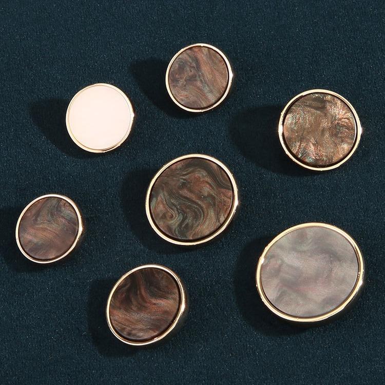 Round Black Buttons Men'S And Women'S Suit Coat Jacket Top Flat Buttons High-Grade Metal Resin Button Accessories