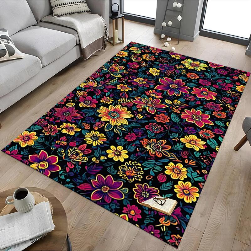 1PC Floral Pattern Extra Large Non-Slip Floor carpet, Office, family, Studio - Large Area Rug Indoor Rugs, Bold Statement Piece