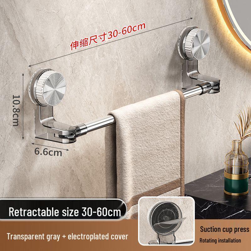 Suction Cup Rotatable Towel Rack: No-Drill, Retractable, Movable Bathroom Storage