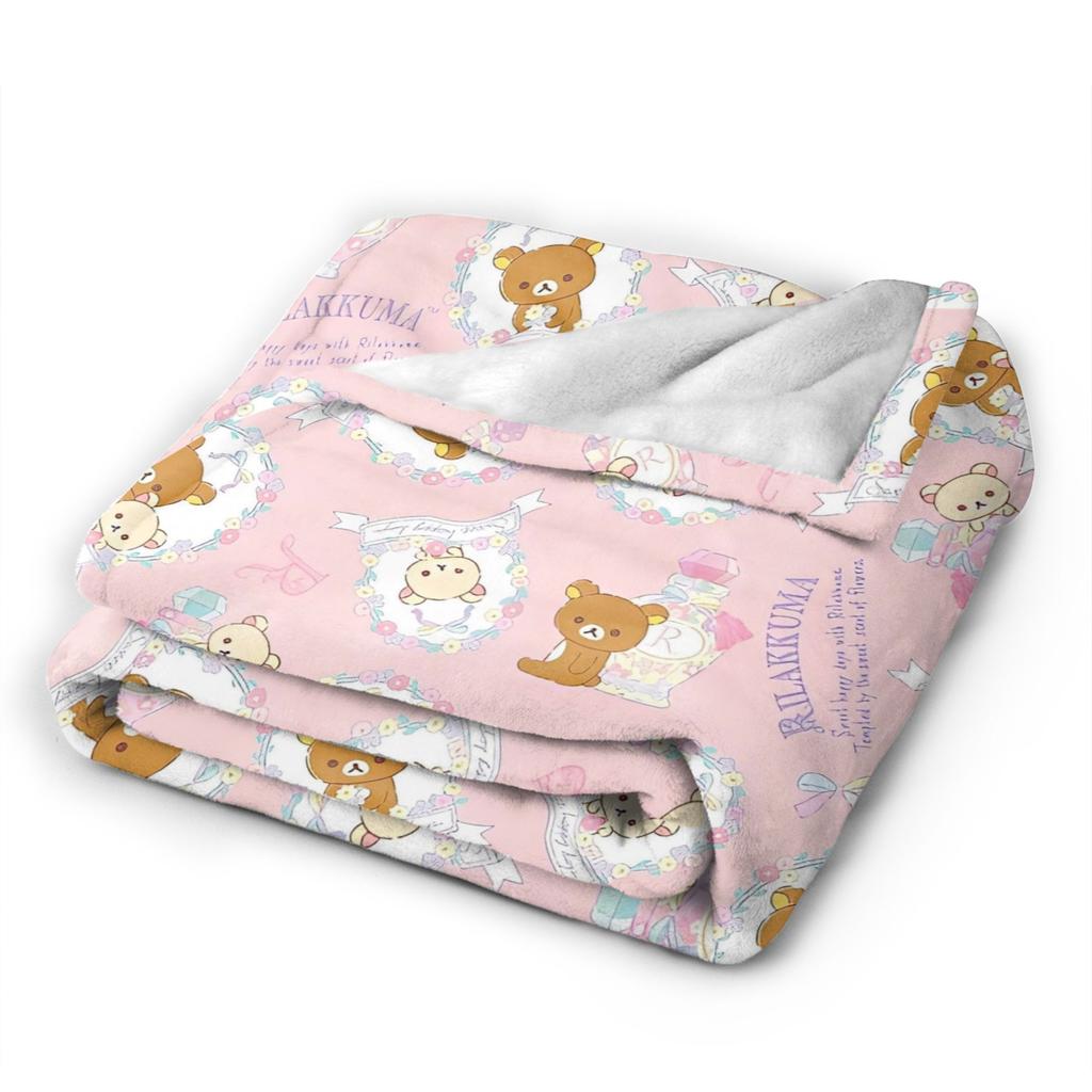 Rosa Süßer Bär Rilakkuma Decke Flauschige Tolle Atmungsaktive Überwurfdecken für Bett Sofa Winter,