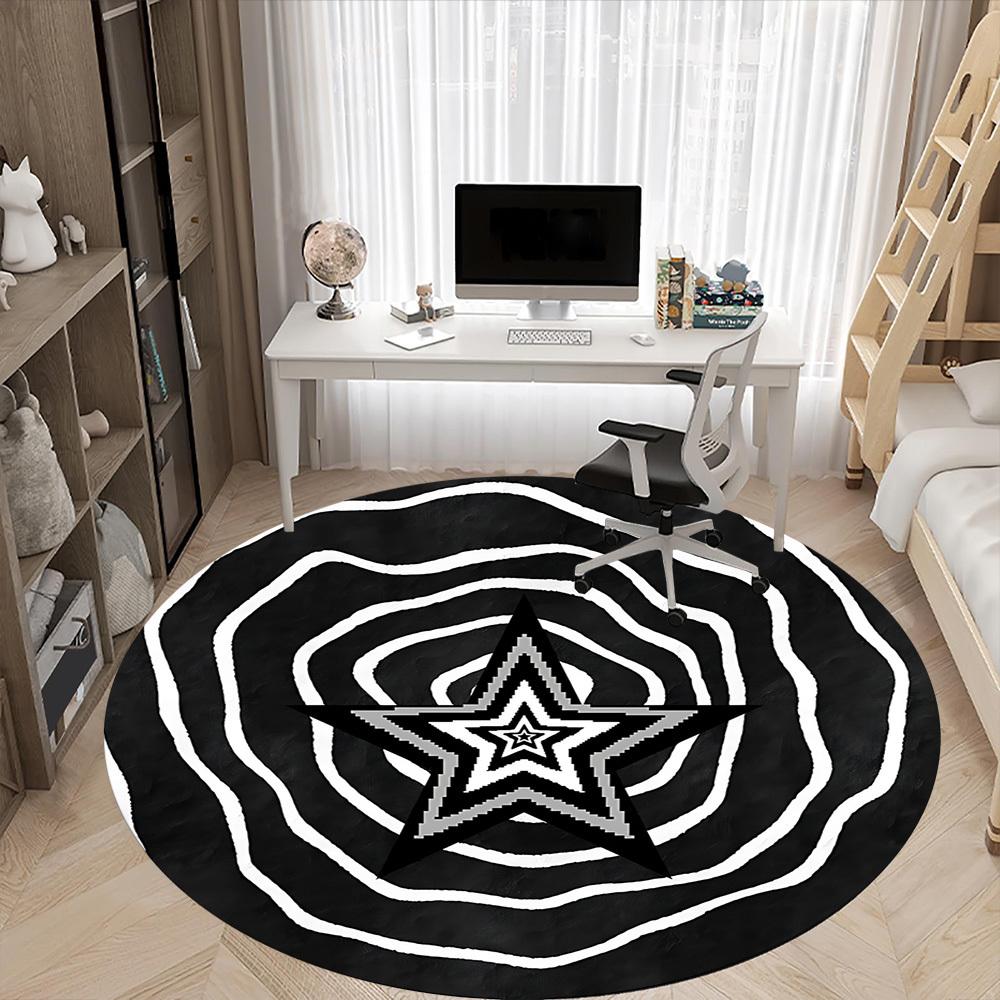 1pc Star Vortex Office Round Area Rug,  Mat Suitable For Office, Under Office Chairs Bedroom Living Room Home Decor, Room Deco
