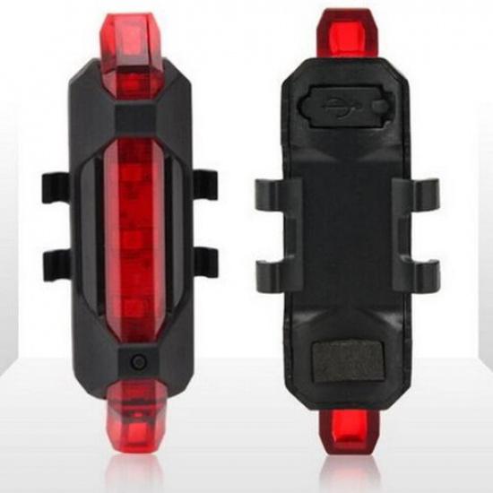 5 LED USB Rechargeable Bike Tail Light Bicycle Safety Cycling Warning Rear Lamp 1PACK