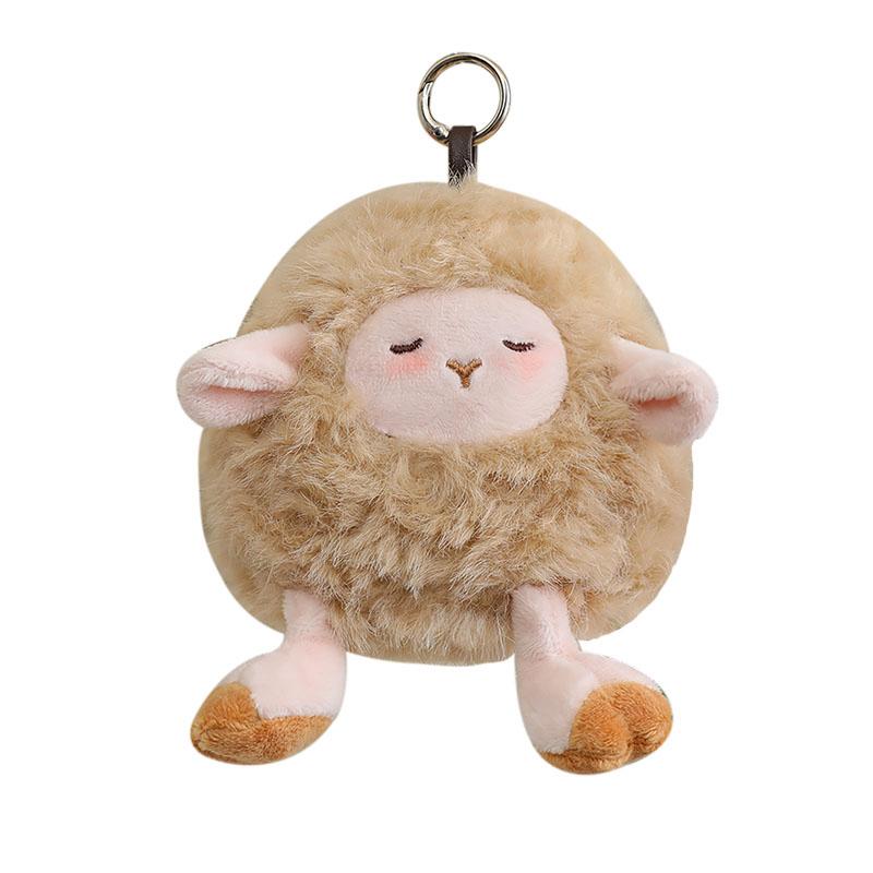 Cute Sleepy Sheep Plush Keychain Fluffy Mini Lamb Doll Bag Pendant Soft Stuffed Animal Keyring Women Backpack Accessories Gift