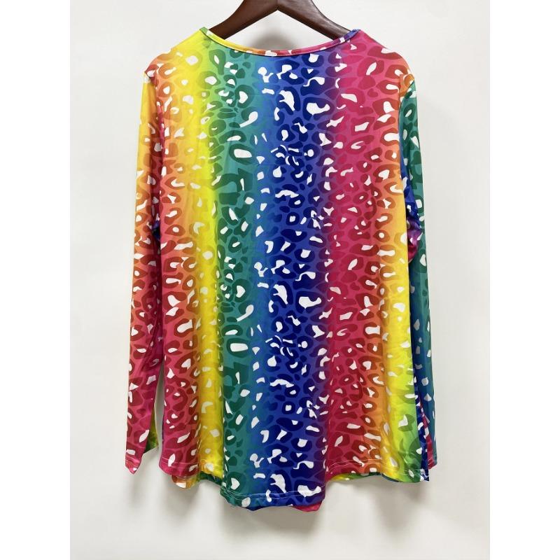 YYFS Women's Fashion Casual Spring Autumn Colour Block Print Long Sleeve Square Collar Blouses & Shirts