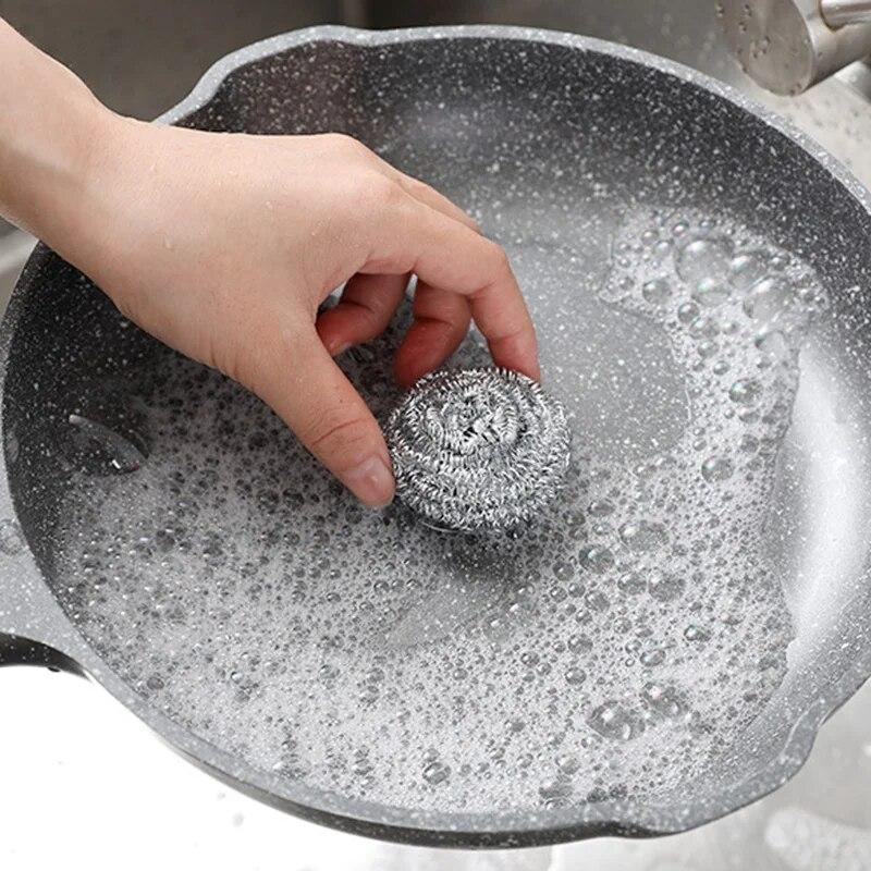 Stainless Steel Cleaning Ball Kitchen Pan Dish Steel Wool Scrubbers Home Kitchen Clean Supplies Accessories