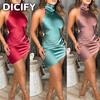 Vestidos Casuais Sem Mangas Estampados de Cor Sólida Verão Primavera Moda Feminina DICFY