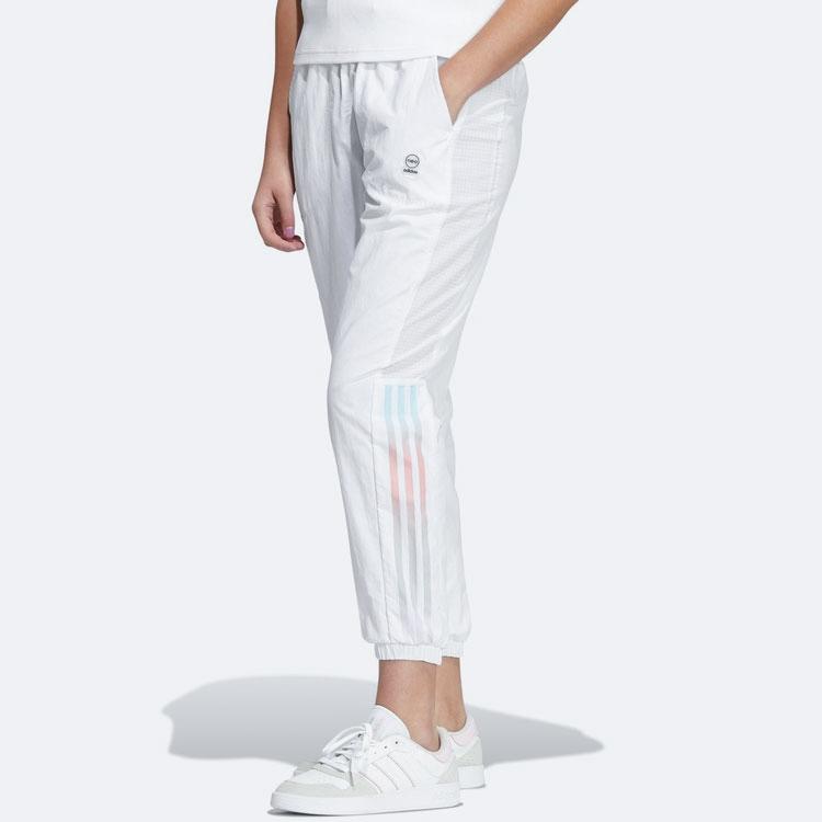 Adidas Neo Solid Color Logo Stripe Casual Woven Track Pants Women Bottoms White HF7275