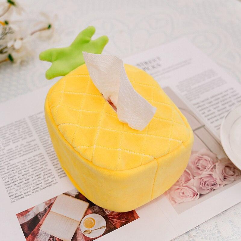 Cartoon Cute Fruit Pineapple Avocado Plush Tissue Box Durable Home Car Hotel Sofa Paper Tissue Holder Napkin Case Pouch NiceGift