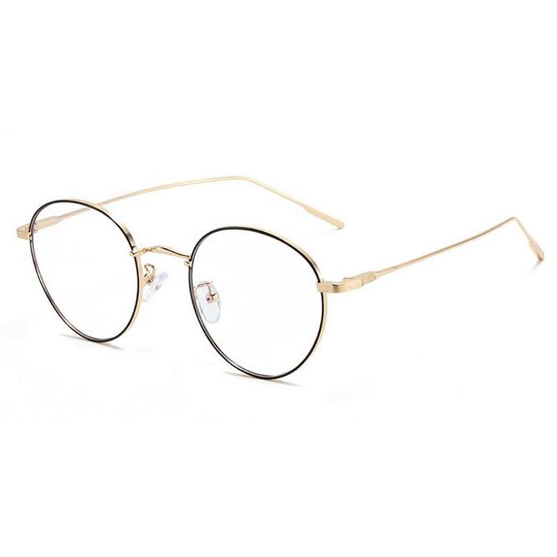 Women Round Myopia Photochromic Prescription Spectacles Metal Anti Blue Light Nearsighted Glasses Diopter 0 -0.5 -0.75 To -6.0