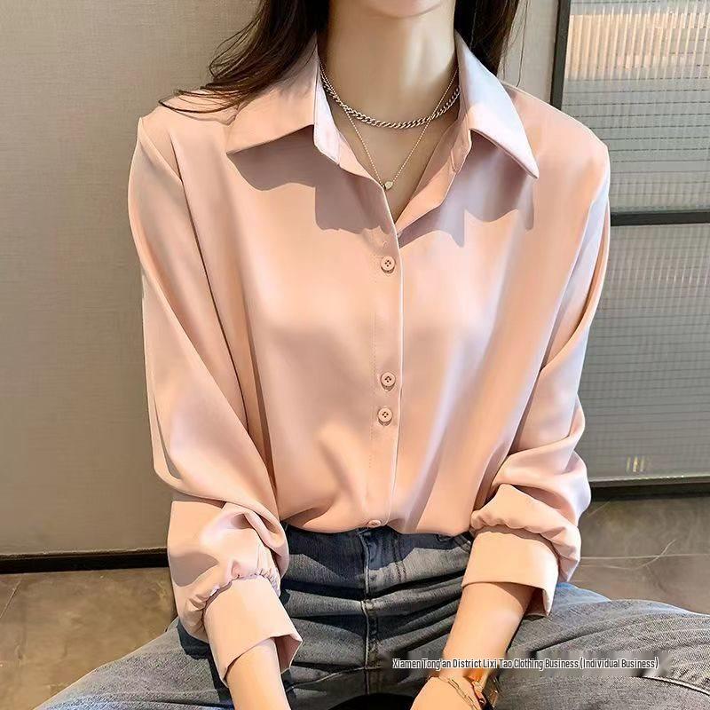 Wrinkle-Resistant Chiffon Long Sleeve Shirt for Women - Spring/Summer Fashion
