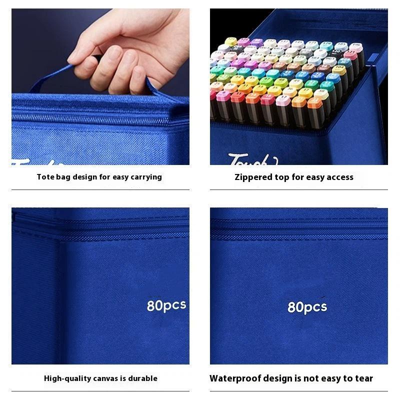 1 Peça Bolsa de Armazenamento para Canetas Marcadoras de Arte de Grande Capacidade 40/100/120 Peças Estojo de Lápis Dobrável Quadrado Bolsa Organizadora para Canetas Marcadoras