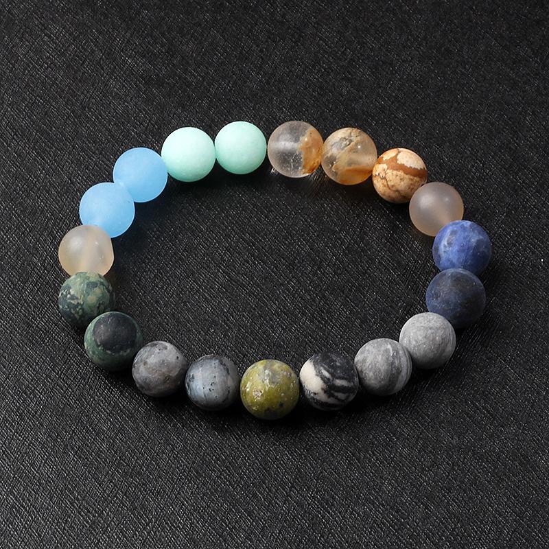 Universe Galaxy Eight Planets Bracelets Solar System Guardian Star Natural Stone Beads Bangles for Women Jewelry Drop Shipping