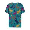 Women's T Shirt Hawaiian Print Button Short Sleeve Daily Weekend Fashion Basic V- Neck Regular Top