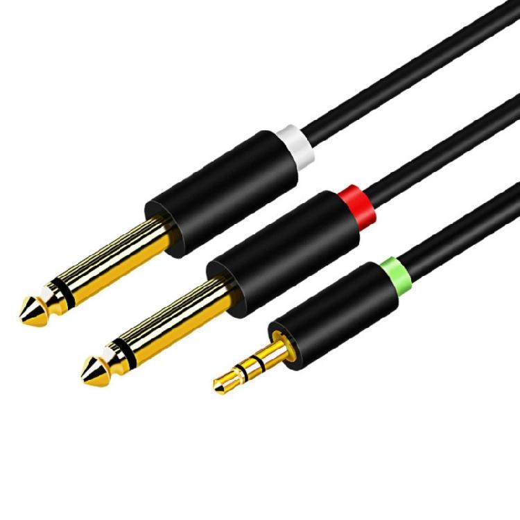 Portable 1/8 to 1/4 Stereo Cable 3.5mm to Double 6.35mm Audios Cable with Flexible Length Option for Amplifiers Easy Use