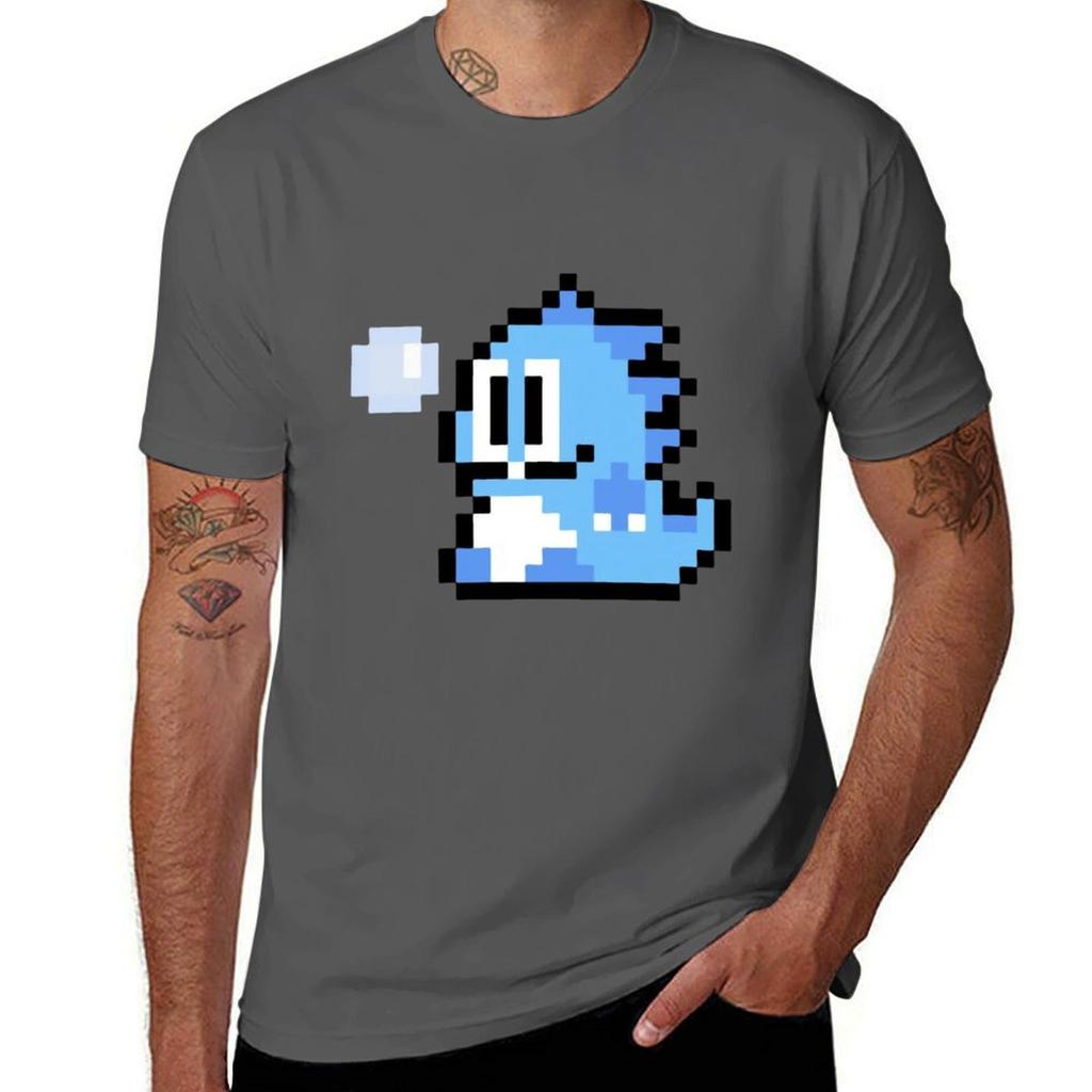 Pixel Bubble Bobble (Blue) Tshirt Odor Resistant Short Sleeve Top