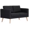 2 Seater Sofa Fabric Black