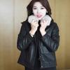 Winter Women Leather Jacket Fleece Lined Thick Warm Short Loose Coat