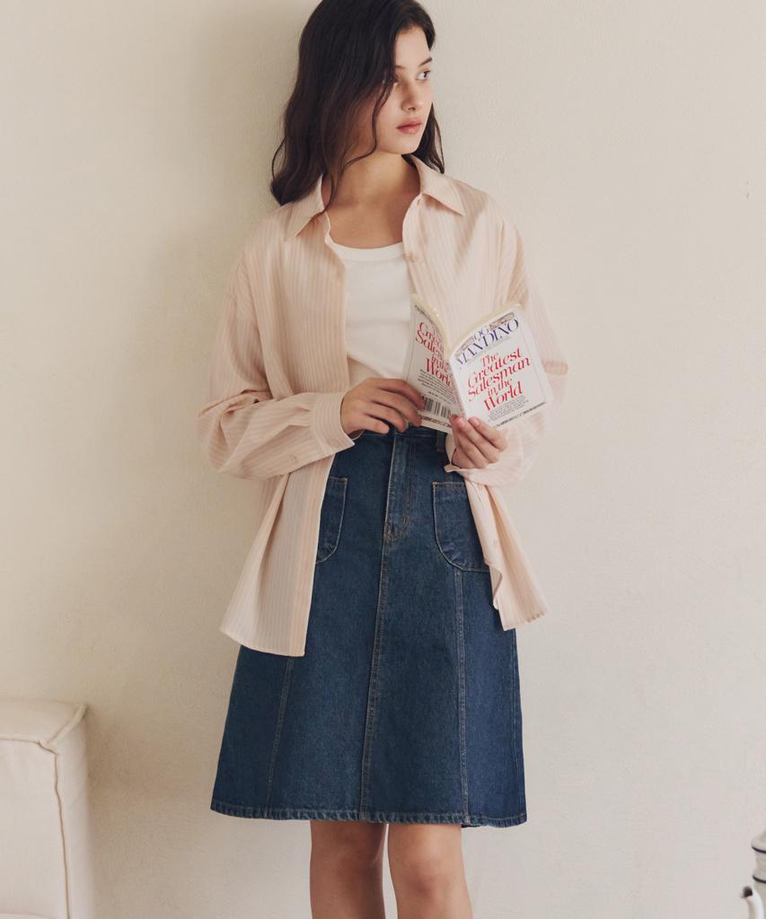 Zero Street Midi Flare Denim Skirt / Indigo