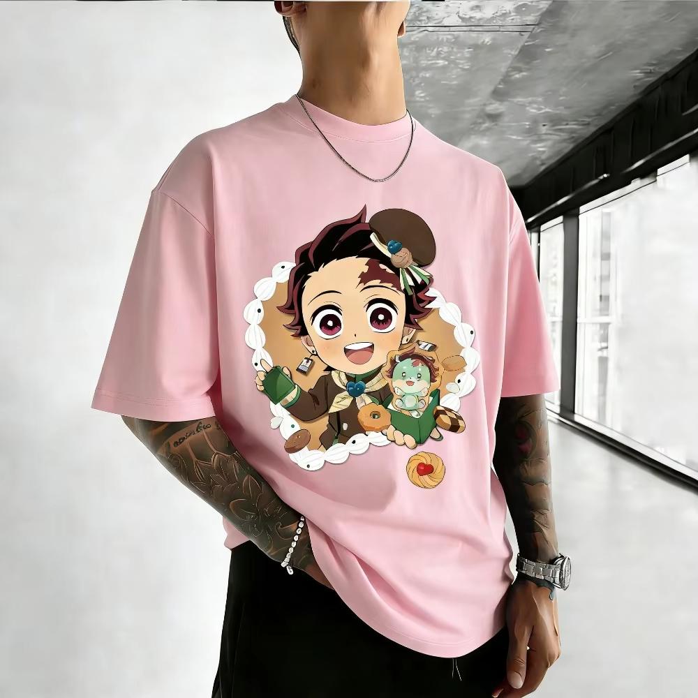 Unisex pure cotton Tshirt  Demon Slayer  Jirosuke Kamijou  Summer 2026 Harajuku Style Anime Print Loose ShortSleeved Shirt