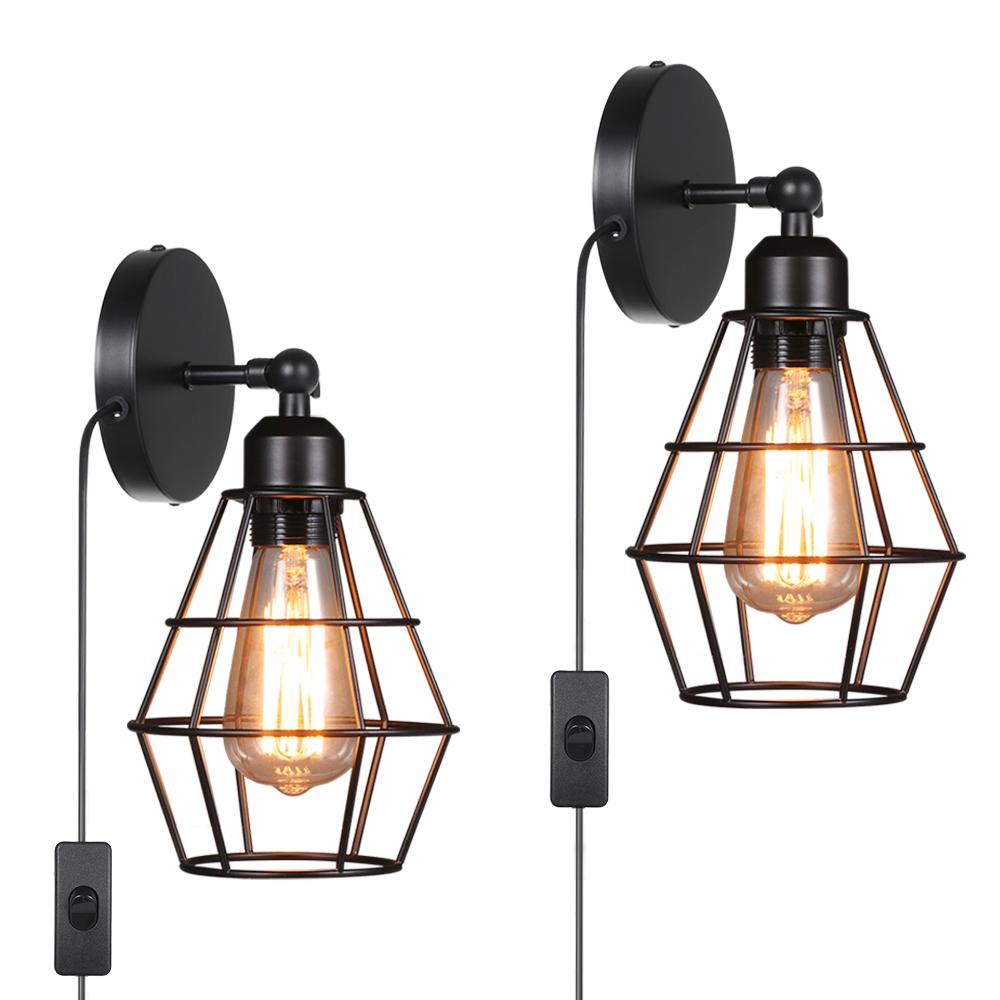 

Настенный светильник Tomshine AC 220-240 В с абажуром E27 с выключателем Настенный бра в винтажном стиле EU Plug