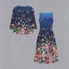 Oversized Ladies Two Piece Set Printed Slip Dress With Long Sleeve Open Front Cardigan