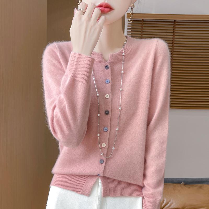 QingHe Cashmere Women's 30% Cashmere Cardigan - Soft & Warm Wool Blend Sweater