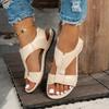 Summer New Low Heel Plus Size Sandals Women Fish Mouth Open Toe Casual Breathable Lightweight Strap Roman Shoes