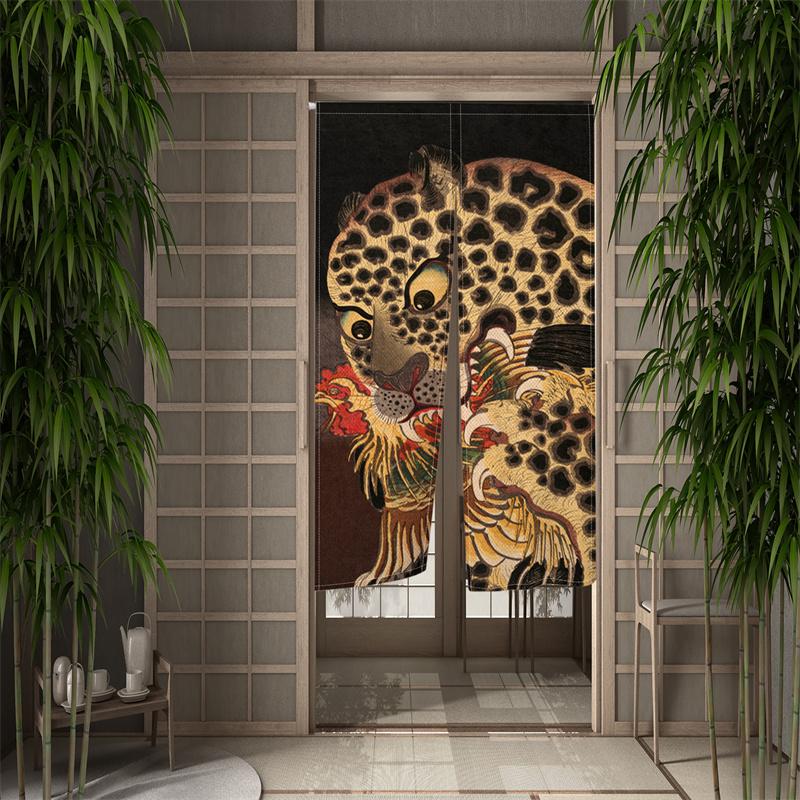Japanischer Stil Türvorhang Panel Traditionelles Chinesisches Drachen Eule Tiger Gemälde Tür Tapisserie Raumteiler Vorhänge Für Küche