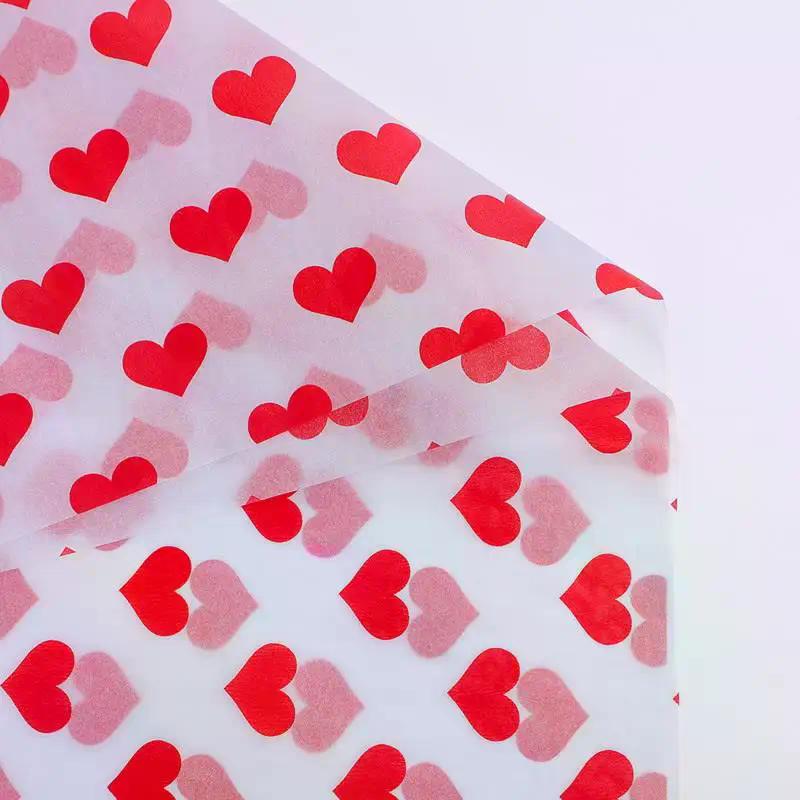 20 Sheets Valentine's Day Tissue Paper Red Love Heart Gift Wrapping Paper Birthday Decor Bridal Shower Party Supplies 50X35 Cm
