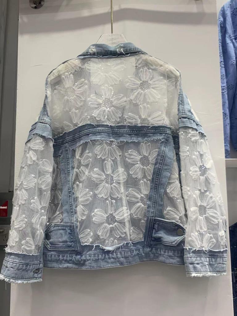 2025 Spitze Mesh Doppellagige Bestickte Kurze Jacke
