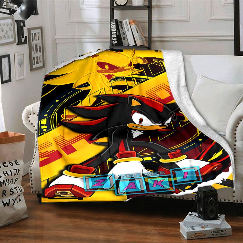 1pc Shadow Hedgehog Artwork Flannel Blanket for Super Soft Cute Comfort Blanket for Travel Bedding Couch Sofa Blanket Y73031