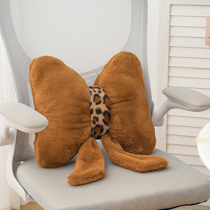 Leopard Print Floral Sofa Cushion With Plush Faux Fur For Home Decor