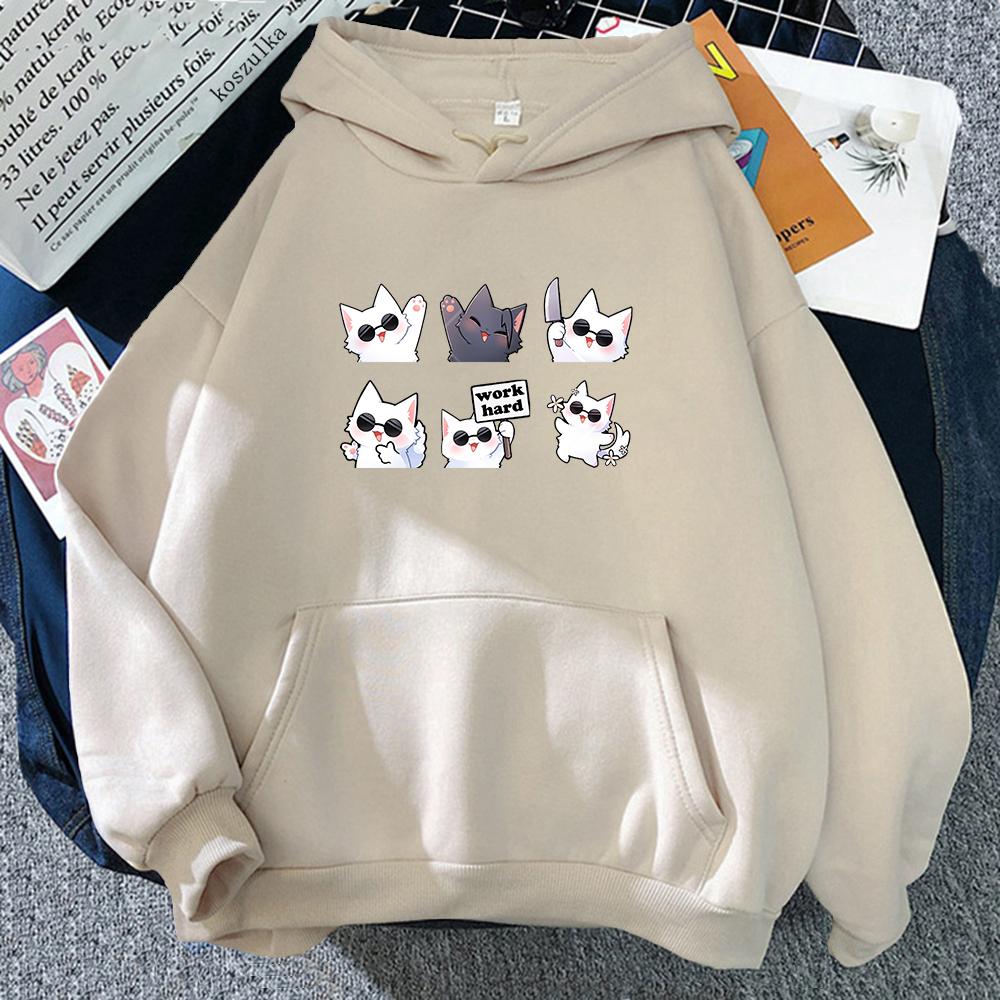 Kawaii cat print men's Harajuku hoodie casual sweatshirt Korean sweatshirt high-quality casual hoodie