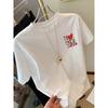 Love Heart Print Short Sleeve T-Shirt | Casual Crew Neck Top for Women, Fashionable Spring/Summer Apparel