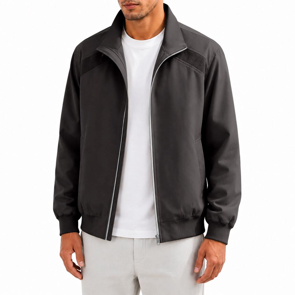 Men's Casual Flight Jacket Stand Collar Baseball Collar Jacket for Everyday Wear