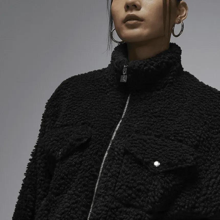 Jordan Solid Color Stand Collar Casual Jacket Women Outerwear Black FD7169-010