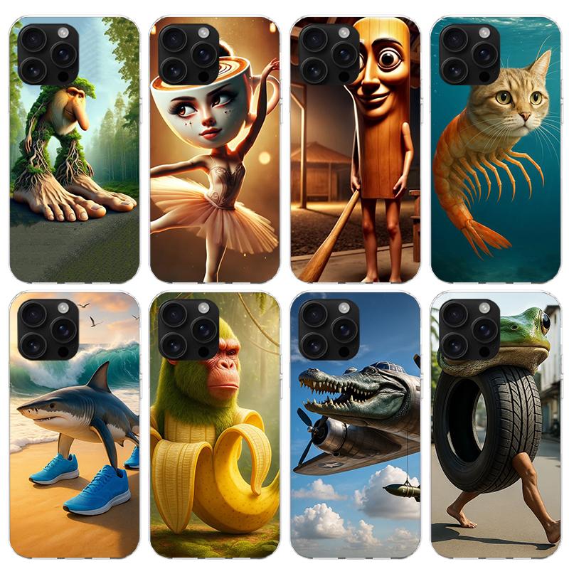 Italian Brainrot Animals Phone Case For iPhone 17 Air 16 15 Pro Max 14 Plus 13 Mini 12 11 Cover 7 8 SE Silicone Shell Print Fund