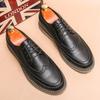 Spring Fashion Simple Large Size Men's Dress Shoes Pointed Height Increasing Men Brogue Formal Business Leather Lace Up Oxford