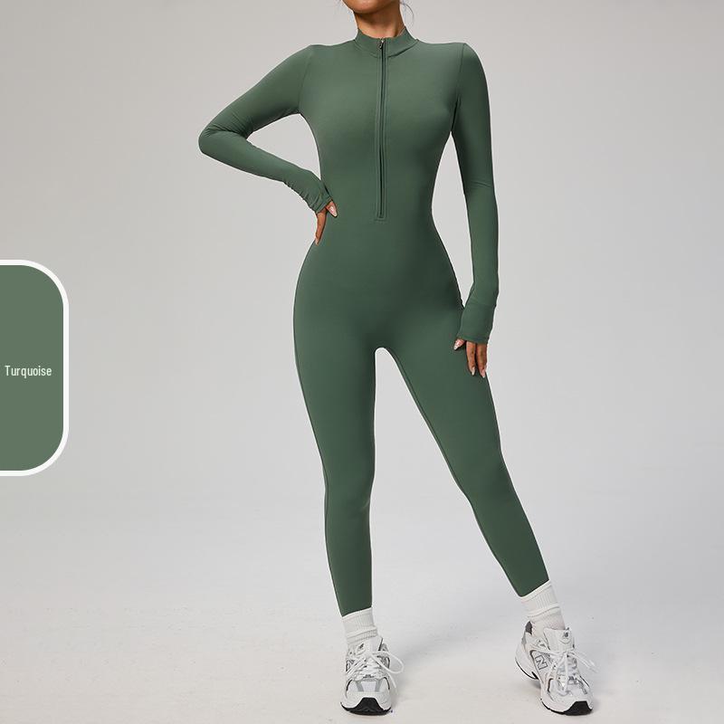Manyi Zipper Nude Long Sleeve Yoga & Fitness Jumpsuit 8306