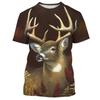 Divertente T-shirt Stampata in 3D con Motivo Caccia al Cervo Animale Estate Casual Moda Manica Corta Top da Uomo Personalizzato Girocollo Abbigliamento