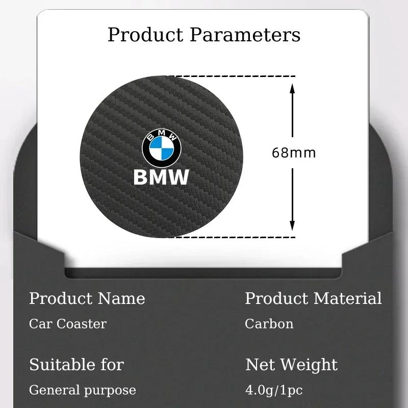 MQRE3 Hot 2025 Carbon Car Coaster Mat Interior Water Cup Pad Cushion For BMW X3 X5 M5 M3 E46 E90 E60 F10 E39 F30 E36 G30 E87 E70 E91 E