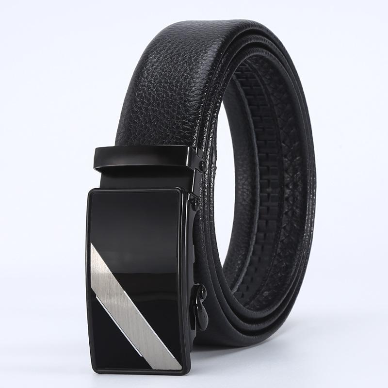 Belt Men'S Business Automatic Buckle Belt Scratch Resistant Lychee Pattern Belt Body Stall