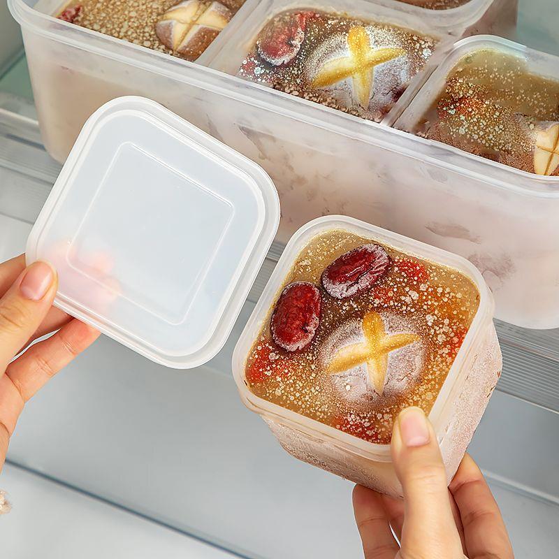 Crisper 6 Grids Refrigerator Storage Box Divided With Scale Frozen Soup Box Trasparent Sealed Fresh-Keeping Box Spices